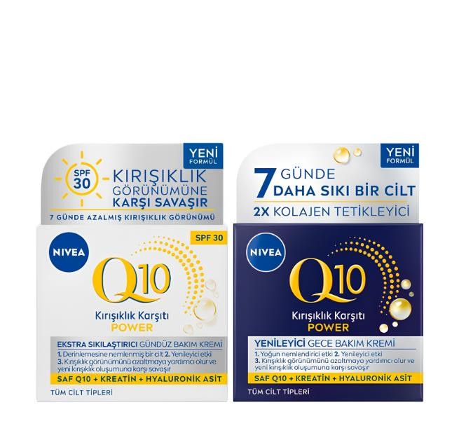 Nivea Q10 Power Kırışıklık Karşıtı Gündüz Kremi 50 ml + Gece Kremi 50 ml