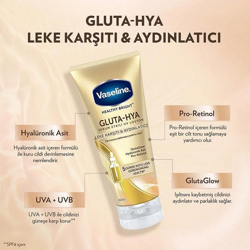 Vaseline Gluta-Hya Serum Etkili UV Vücut Losyonu 200 ml 