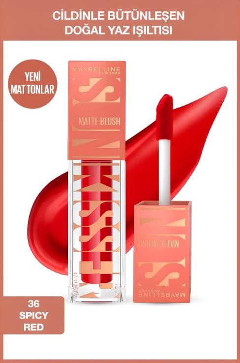 Maybelline New York Sunkisser Hazy Matte Likit Allık - 36 Spicy Red