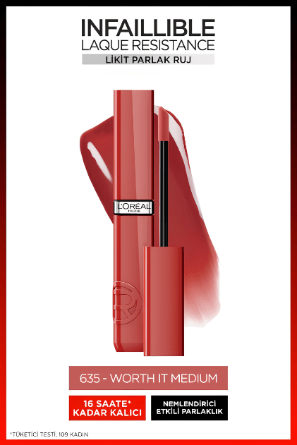 L'Oréal Paris Infaillible Laque Resistance Likit Parlak Ruj - 635 Worth It Medium