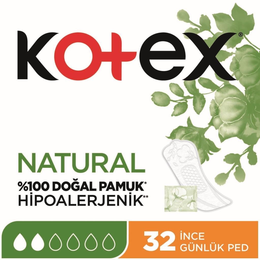 Kotex Natural İnce Günlük Ped 32'li
