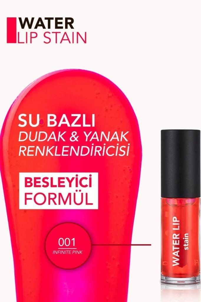 Flormar Water Lip Stain Su Bazlı & Kalıcı Dudak Renklendiricisi - 001 Infinite Pink 