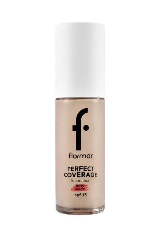 Flormar Perfect Coverage Yüksek Pigmentli & Yarı Parlak Bitişli SPF15 Fondöten - 130 Light Beige 