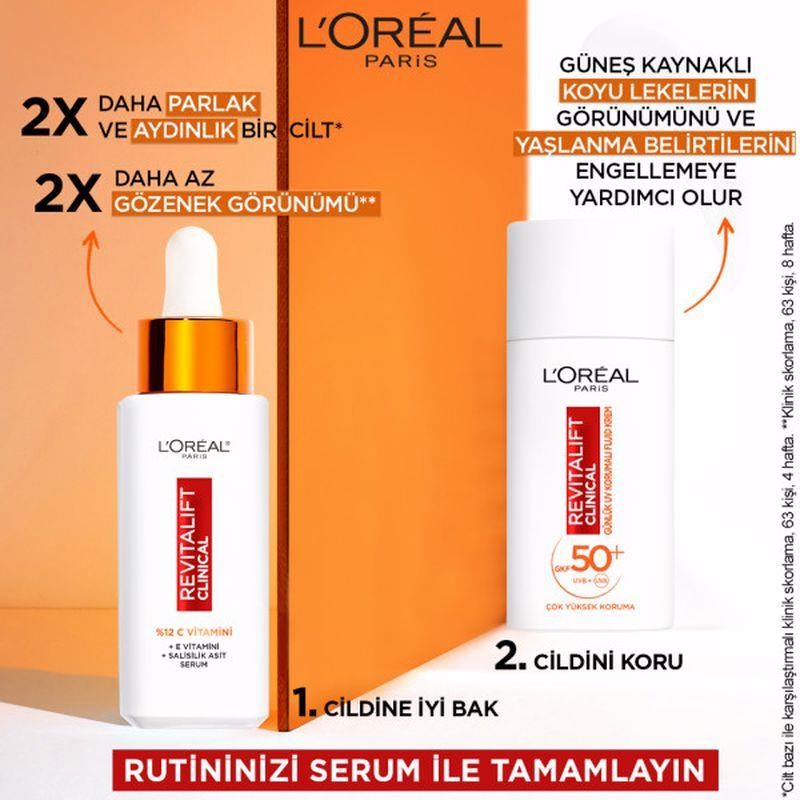 L'Oréal Paris Revitalift Clinical SPF 50+ Günlük Yüksek UV Korumalı Yüz Güneş Kremi 50 ml