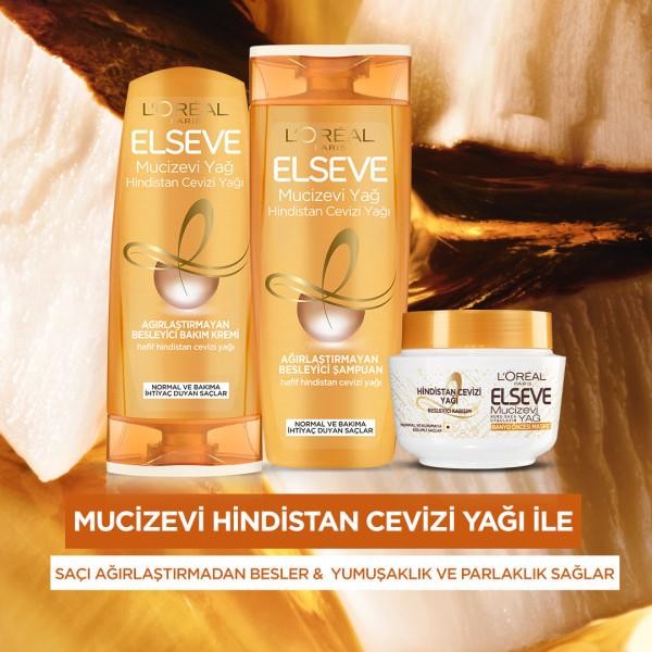 L'Oréal Paris Elseve Mucizevi Hindistan Cevizi Yağı Ağırlaştırmayan Besleyici Bakım Kremi 360 ml