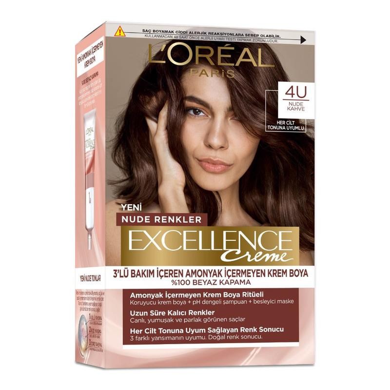 L’Oréal Paris Excellence Creme Nude Renkler Saç Boyası - 4U Nude Kahve
