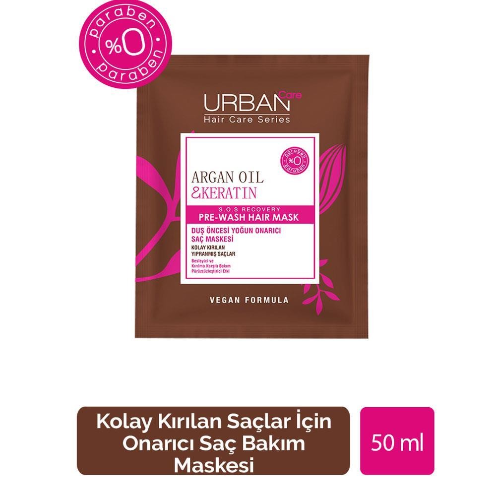 Urban Care Argan Oil & Keratin Duş Öncesi Yoğun Onarıcı Saç Maskesi 50 ml