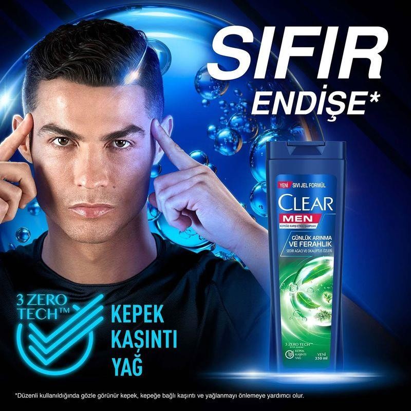 Clear Men Günlük Arınma ve Ferahlık Sedir Ağacı ve Okaliptus Özleri Şampuan 350 ml