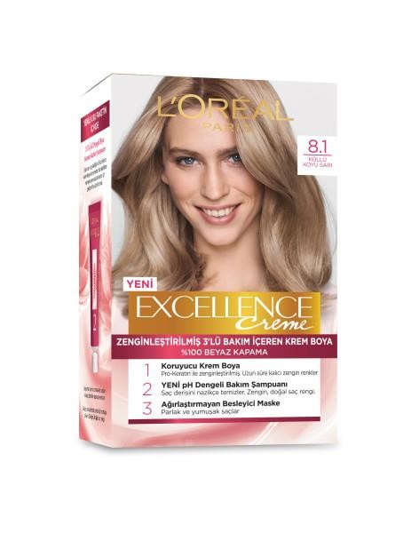L’Oréal Paris Excellence Creme Saç Boyası - 8.1 Küllü Koyu Sarı