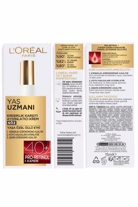 L’Oréal Paris Yaş Uzmanı Kırışıklık Karşıtı Göz Kremi 40+ Yaş 15 ml