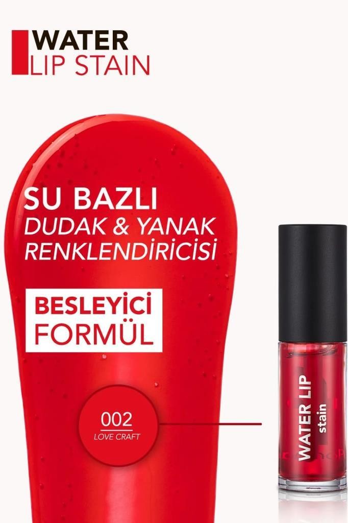 Flormar Water Lip Stain Su Bazlı & Kalıcı Dudak Renklendiricisi - 002 Love Craft 