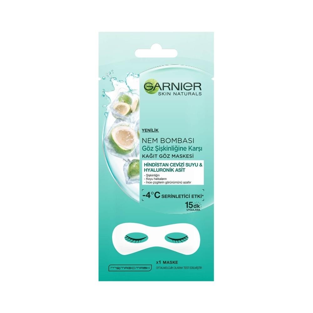 Garnier Nem Bombası Göz Şişkinliğine Karşı Kağıt Göz Maskesi 6 gr - Hindistan Cevizi Suyu