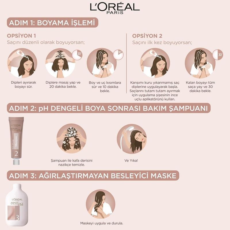 L’Oréal Paris Excellence Creme Nude Renkler Saç Boyası - 3U Nude Koyu Kahve