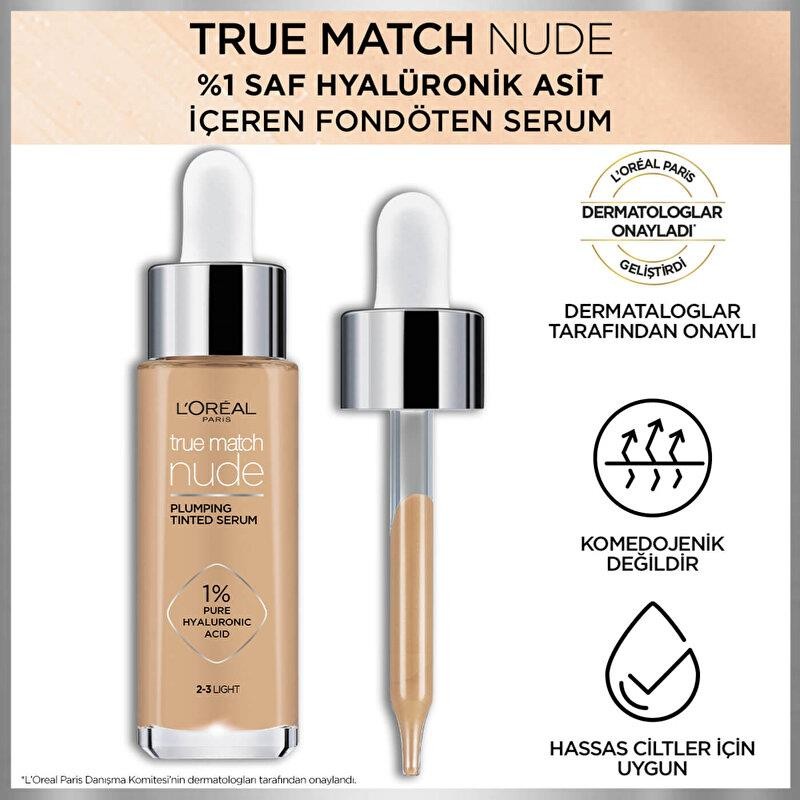 L’Oréal Paris True Match Nude Serum Fondöten 2-3 Light