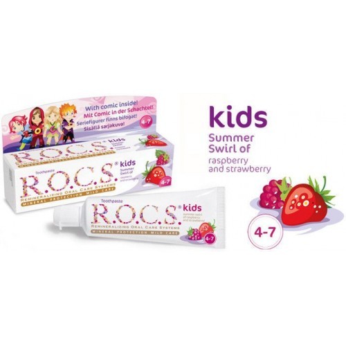 Rocs Kids Ahududu-Çilek Aromalı Diş Macunu 35ml 4-7 Yaş