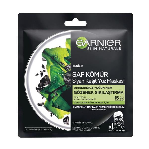 Garnier Saf Kömür Siyah Yosun Kağıt Gözenek Sıkılaştırıcı Yüz Maskesi