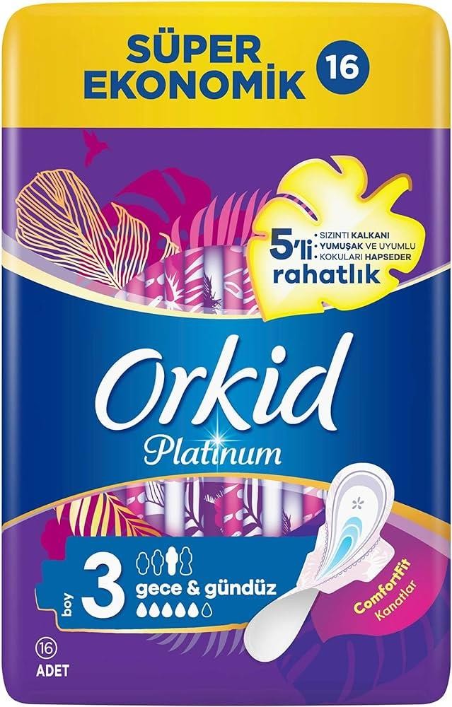 Orkid Platinum 3 Boy Gece & Gündüz Hijyenik Ped 16'li Süper Ekonomik