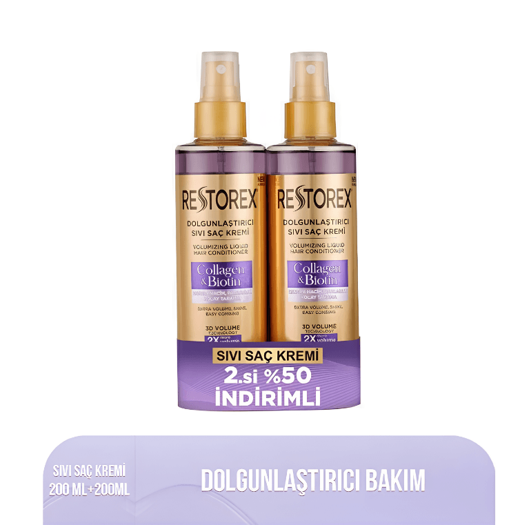 Restorex Kolajen&Biotin Sıvı Saç Kremi 200 ml X2