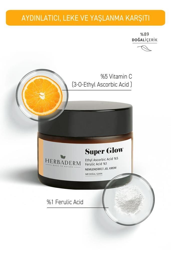 Herbaderm Super Glow Leke Karşıtı ve Aydınlatıcı Nemlendirici Jel Krem 50 ml