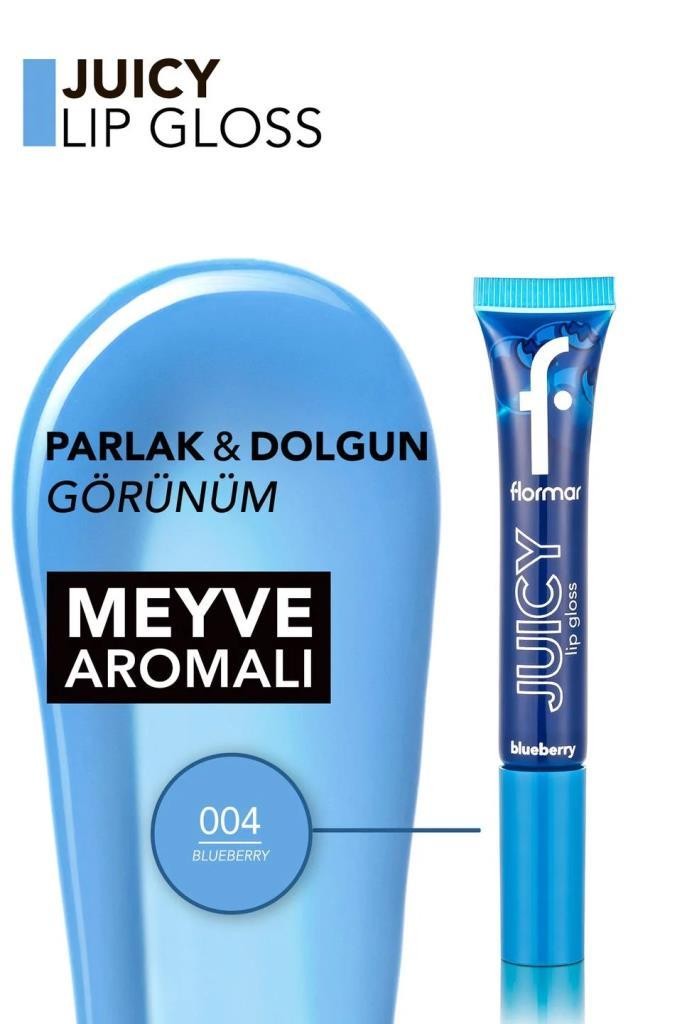 Flormar Juicy Doğal Renk Veren Meyve Aromalı Nemlendirici Dudak Parlatıcısı - 004 Blueberry 