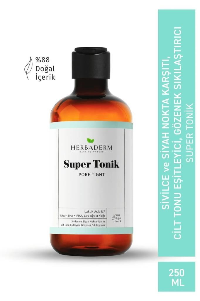 Herbaderm Pore Tight Gözenek Sıkılaştırıcı, Sivilce ve Siyah Nokta Karşıtı Super Tonik 250 ml