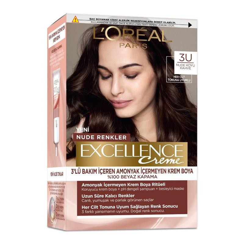 L’Oréal Paris Excellence Creme Nude Renkler Saç Boyası - 3U Nude Koyu Kahve