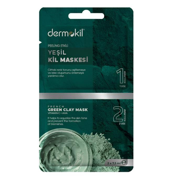 Dermokil Peeling Etkili Yeşil Kil Maskesi 7,5 ml X2