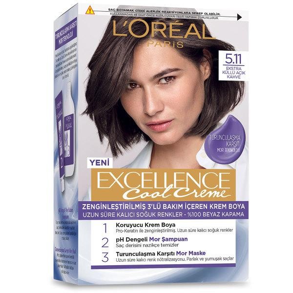 L’Oréal Paris Excellence Cool Creme Saç Boyası – 5.11 Ekstra Küllü Açık Kahve