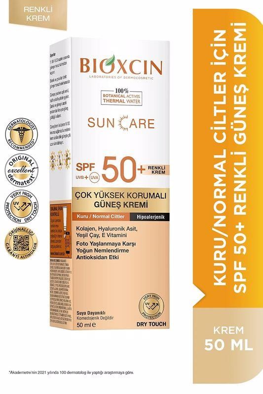 Bioxcin Sun Care SPF50+ Kuru Ciltler Çok Yüksek Korumalı Renkli Güneş Kremi 50 ml