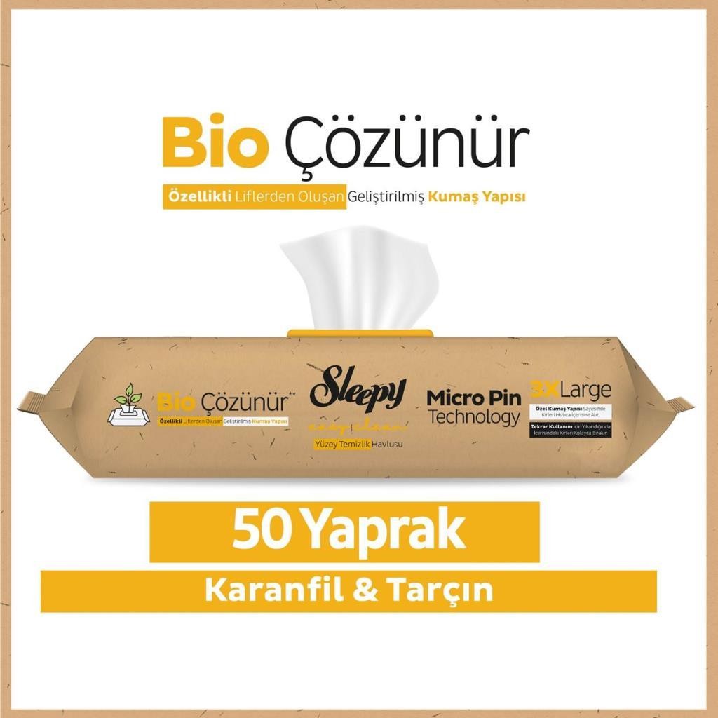 Sleepy Easy Clean Karanfil & Tarçın Yüzey Temizlik Havlusu 50'li 