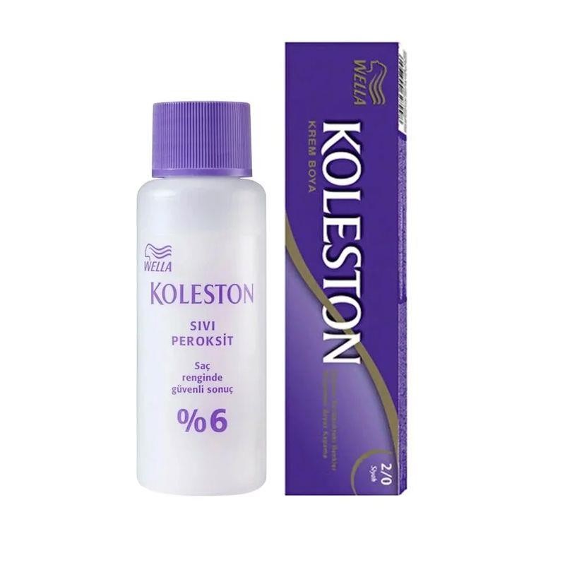 Koleston Krem Tüp Saç Boyası - 2.0 Siyah + %6 Peroksit Seti