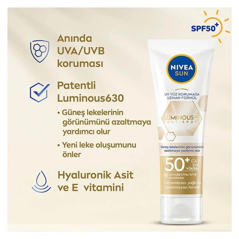 Nivea Sun Lumınous Leke Karşıtı Güneş Koruyucu Yüz Kremi SPF50 40 ml 