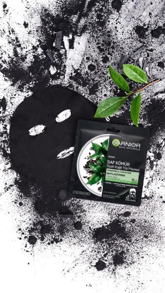 Garnier Saf Kömür Siyah Çay Yaprağı Kağıt Matlaştırıcı Yüz Maskesi
