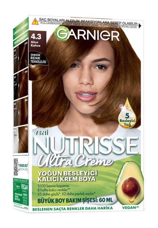 Garnier Nutrisse Yoğun Besleyici Kalıcı Krem Saç Boyası - 4.3 Altın Kahve