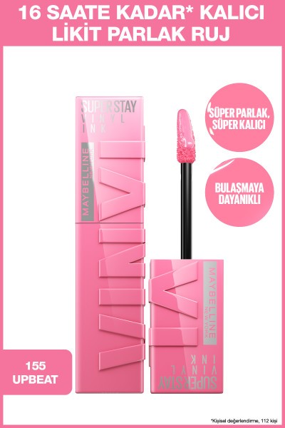 Maybelline New York Super Stay Vinyl Ink Uzun Süre Kalıcı Likit Parlak Ruj - 155 Upbeat 