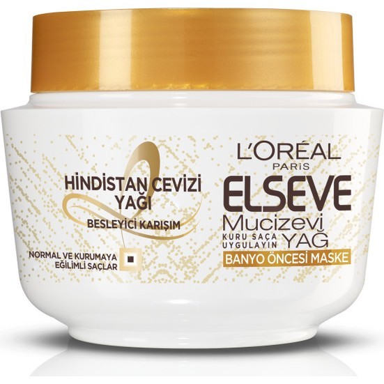 L'Oréal Paris Elseve Hindistan Cevizi &amp; Değerli Yağlar Eşsiz Karışım Banyo Öncesi Saç Maskesi 300 ml