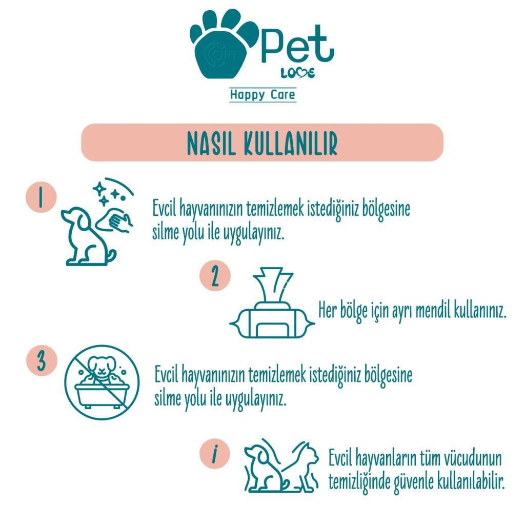 Pet Love Evcil Hayvan Temizleme Mendili 60 Adet