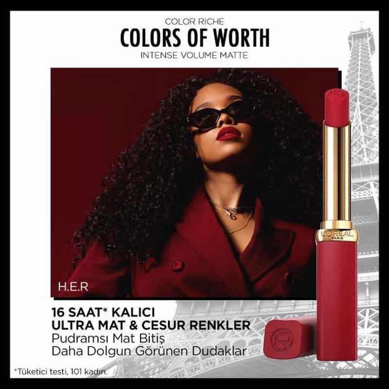 L'Oréal Paris Color Riche Colors of Worth Intense Volume Matte Ruj - 300 Rouge Confident