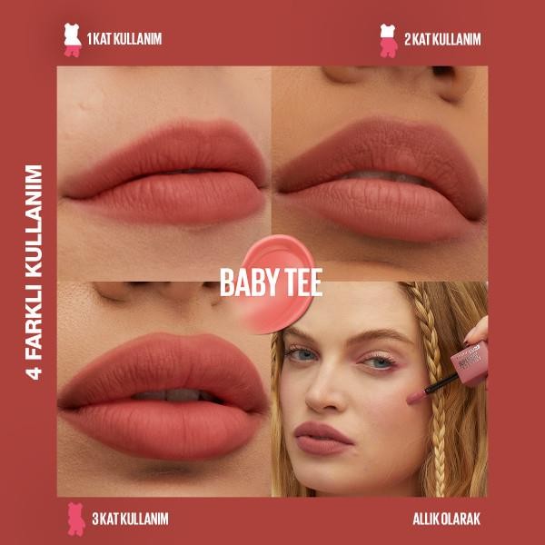 Maybelline New York Super Stay Teddy Tint Ruj 25 Baby Tee