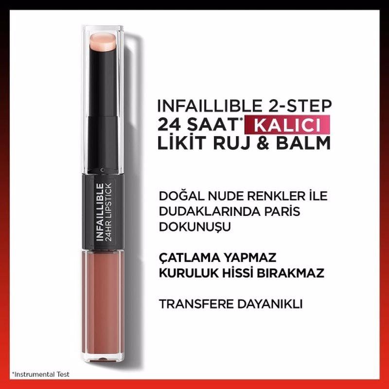 L'Oréal Paris Infaillible 2-Step 24H Liptick Likit Ruj & Balm - 101 Everlasting Paris