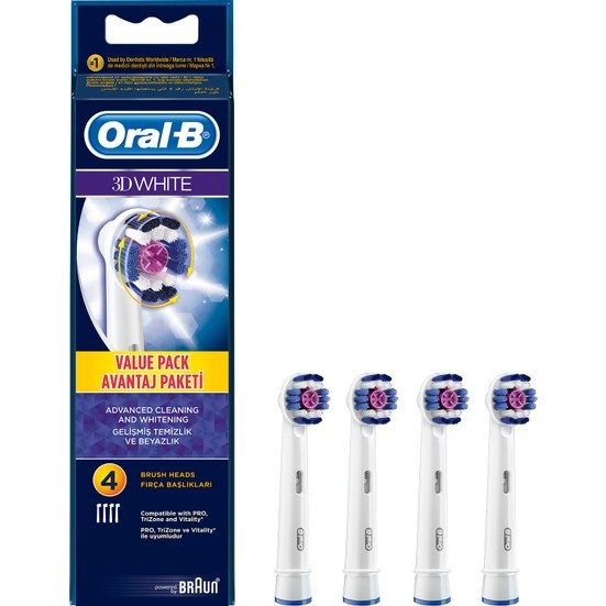 Oral-B Diş Fırçası Yedek Başlığı 3D White Avantaj Paketi 4 Adet