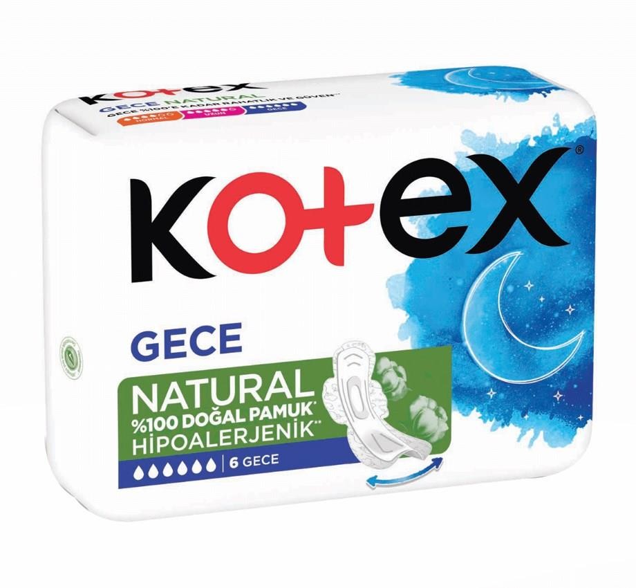 Kotex Natural Hijyenik Ped Gece 6'lı