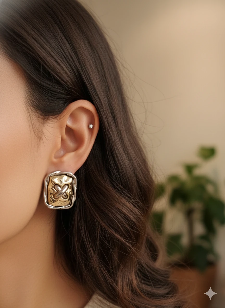 VİP SERİ ÇİFT RENKLİ X MODEL KÜPE