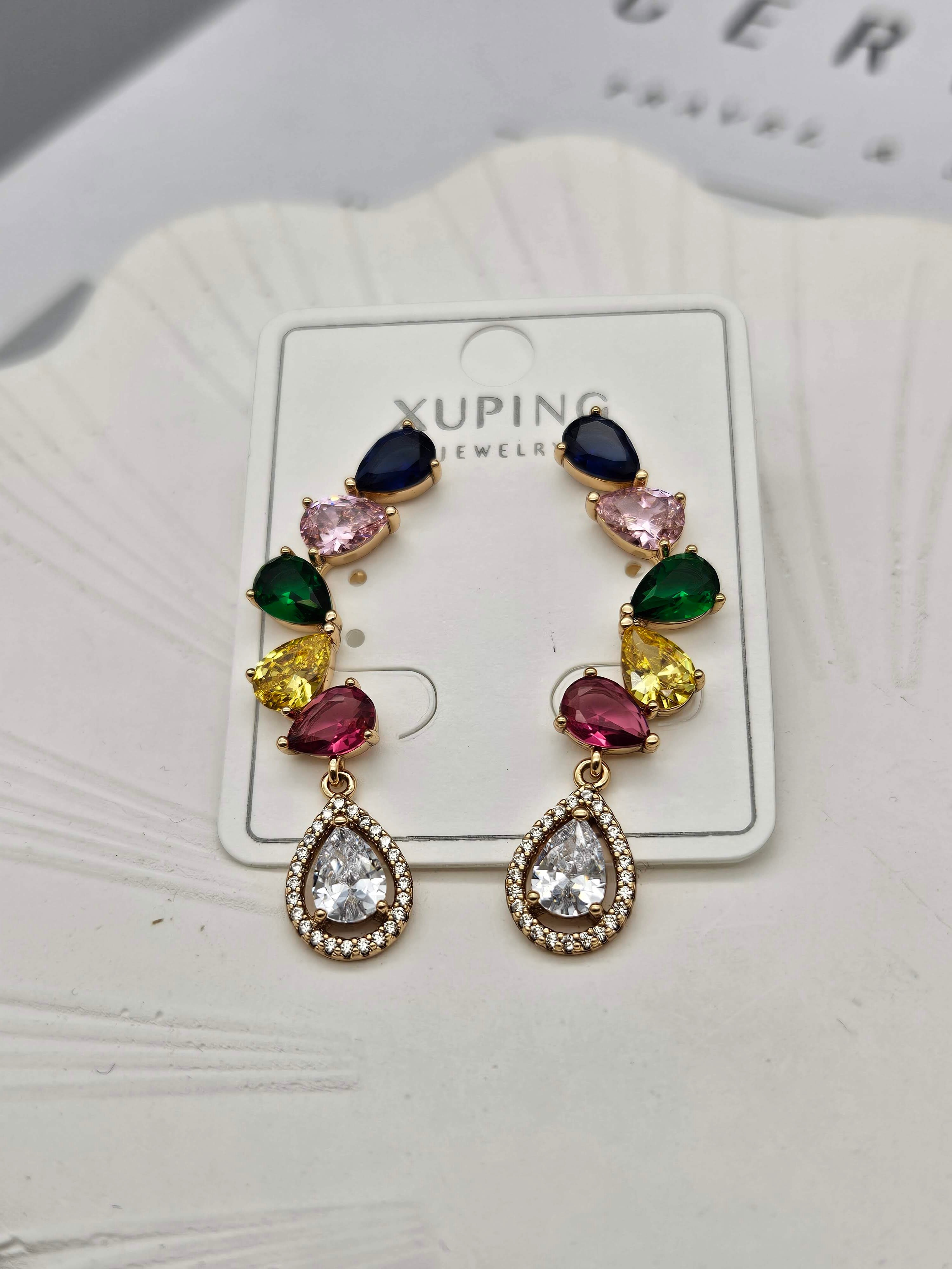 VİP SERİ RENKLİ ZİRKON TAŞLI ABİYE KÜPE