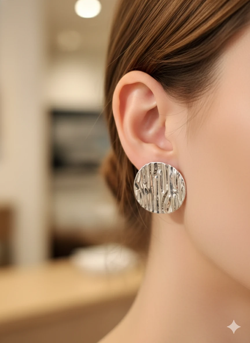 ÇELİK EĞİK DAİRE MODEL İŞLEMELİ PLAKA KÜPE