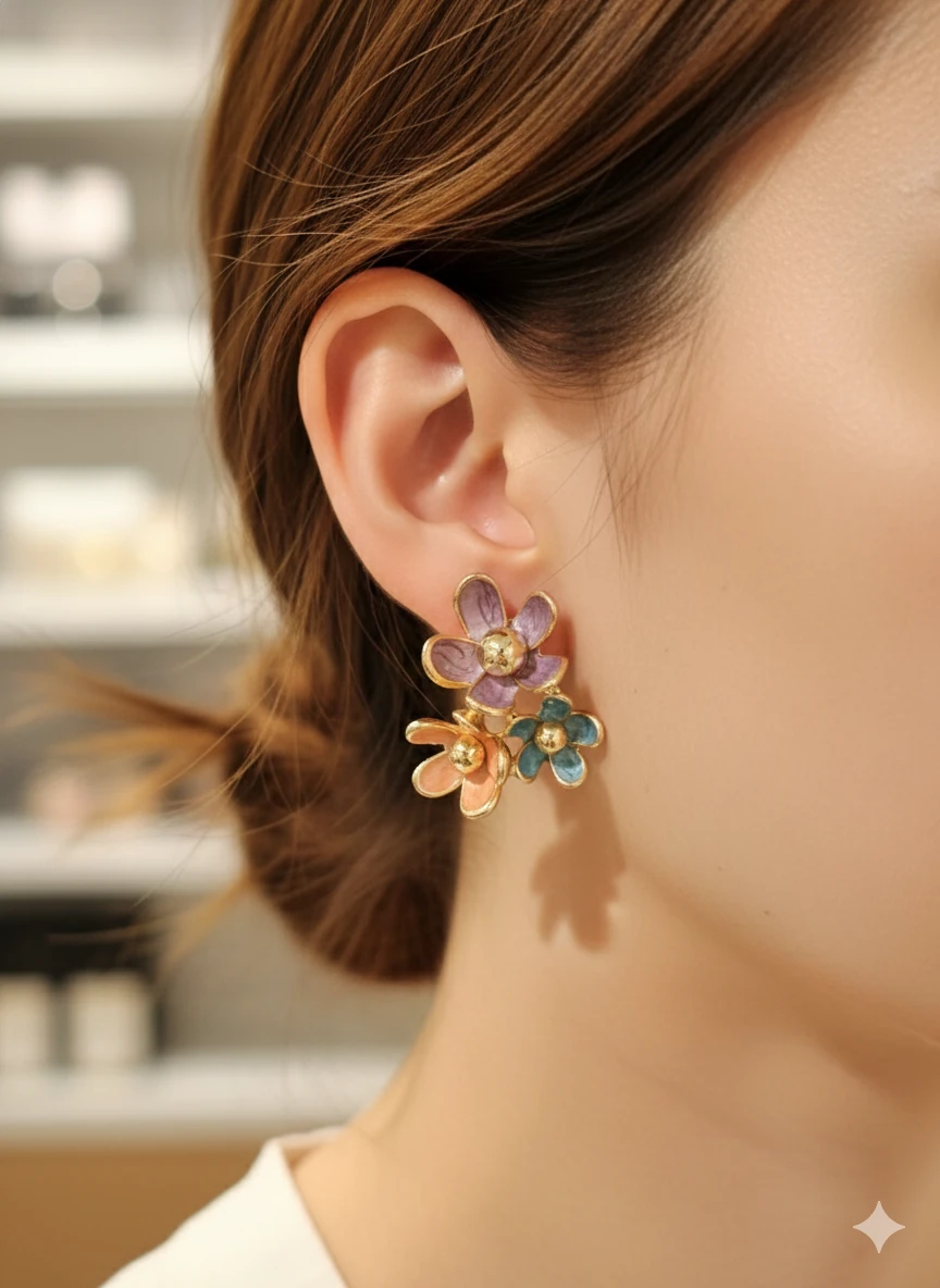 VİP SERİ MİNELİ ÇİÇEK MODEL KÜPE