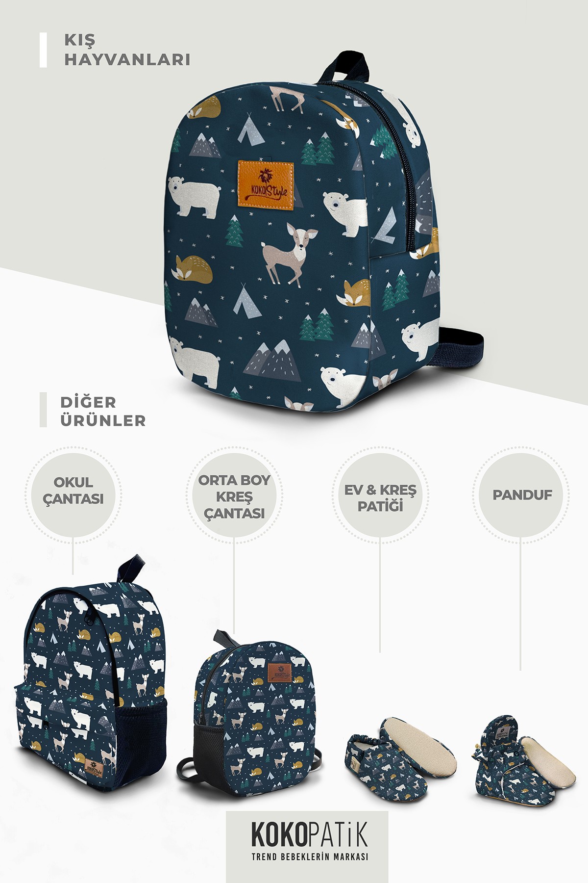 Winter Animals Pattern Small Nursery Bag