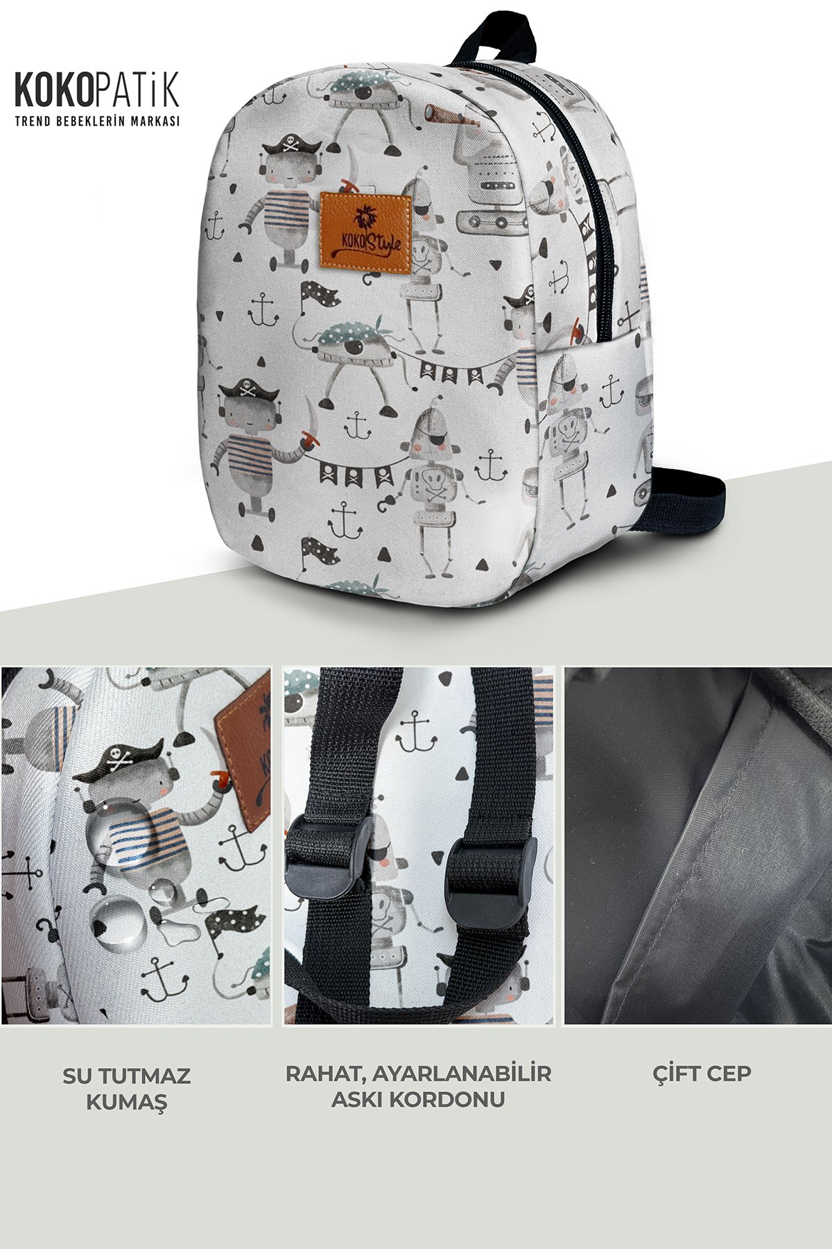 Pirate Robots Pattern Small Nursery Bag