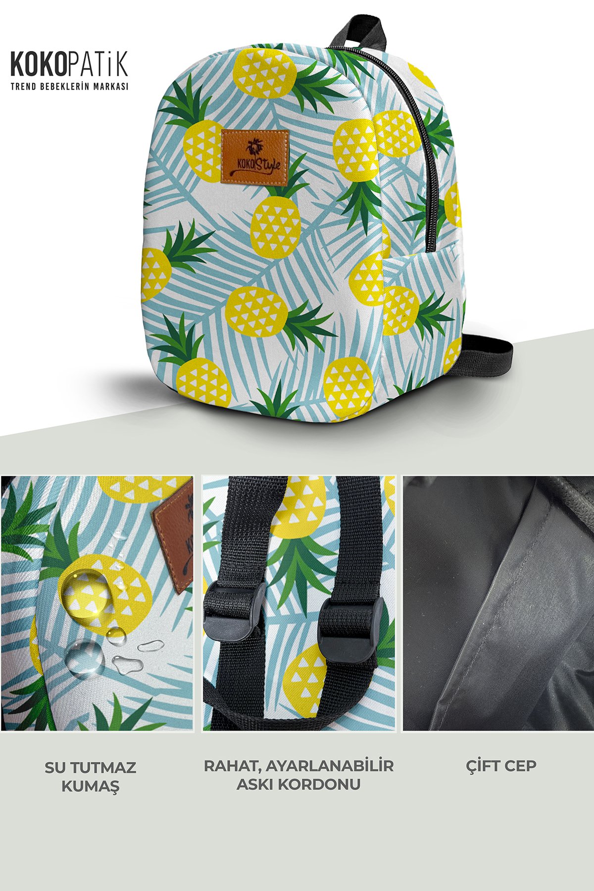 Yellow Pineapple Pattern Small Nursery Bag
