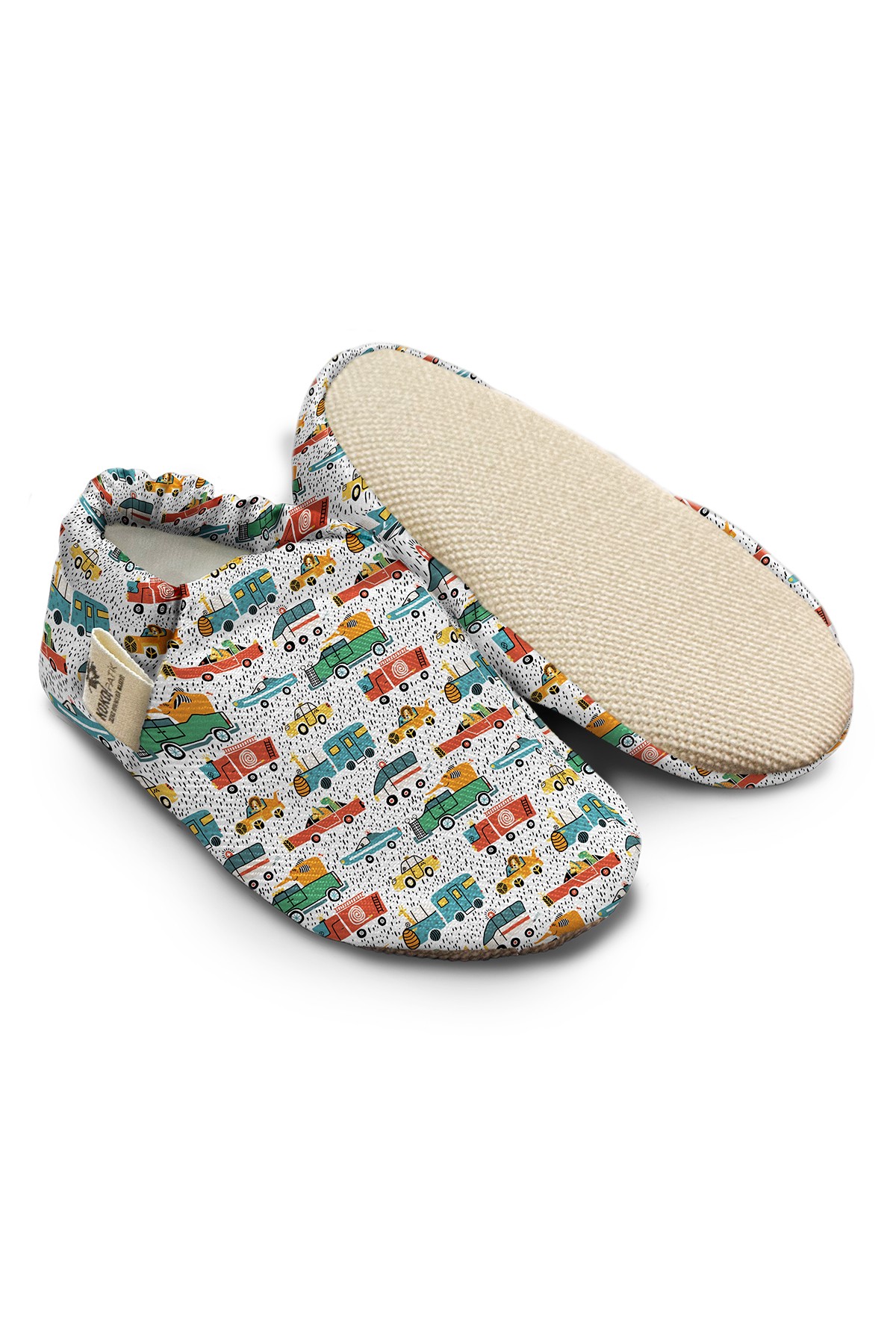 Kokopatik, Organic Cotton Baby Booties, Non-Slip Sole, Newborn Booties, Home Nursery Shoes, Migratory Animals Pattern Booties
